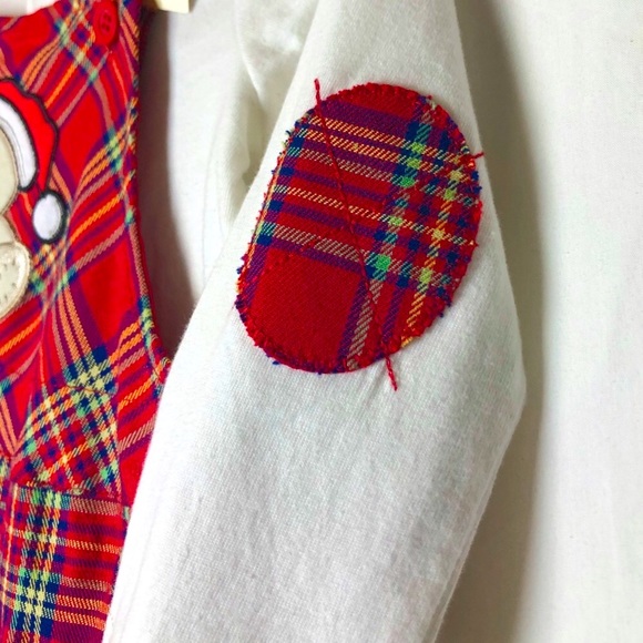 First Impressions 2pc Plaid Overalls Outfit Holiday 18 Months Christmas - Picture 3 of 5